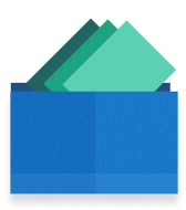 Blue wallet with green money icon