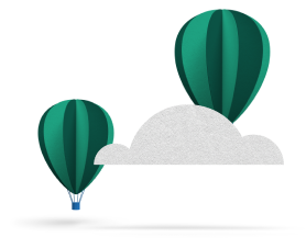 green hot air balloons amongst a cloud