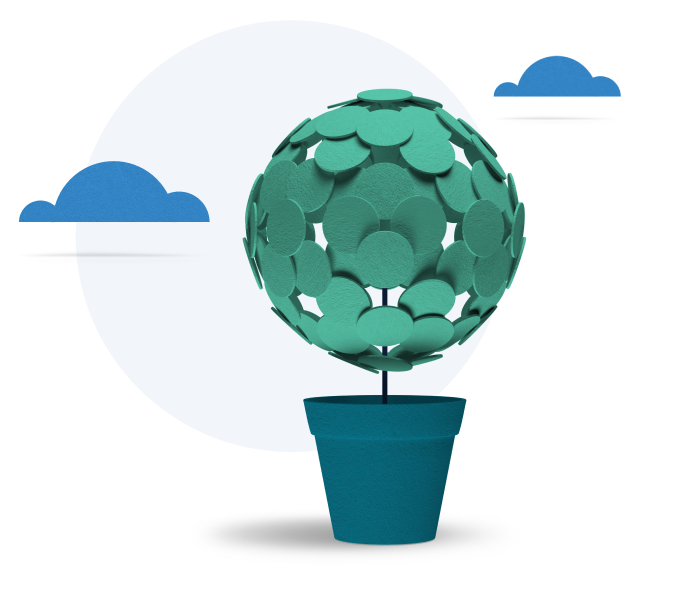 planted tree with clouds icon