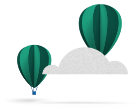 green hot air balloons amongst a cloud